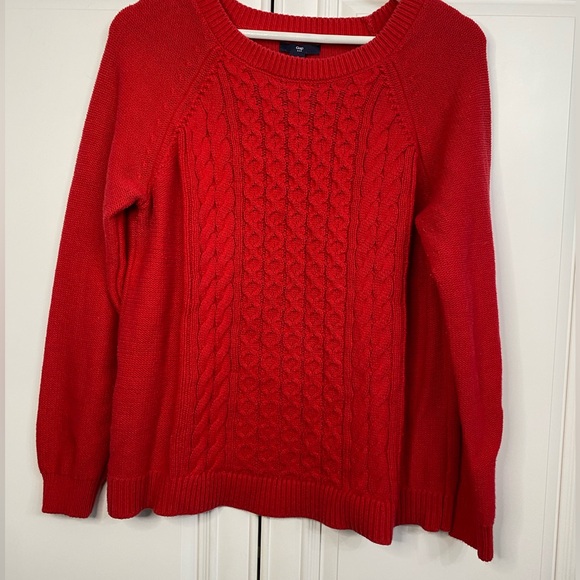 EUC Women’s Size Large GAP Crew Neck Sweater with Cable Knit in Front - Picture 2 of 5